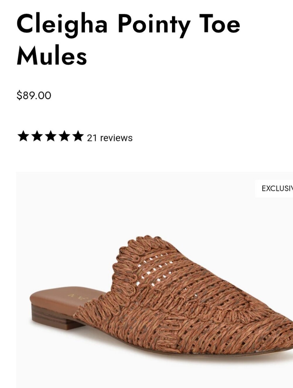 Nine West Cleigha Pointy Toe Mules — Brown
